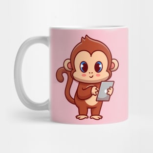 Cute Monkey With Gadget Cartoon Mug